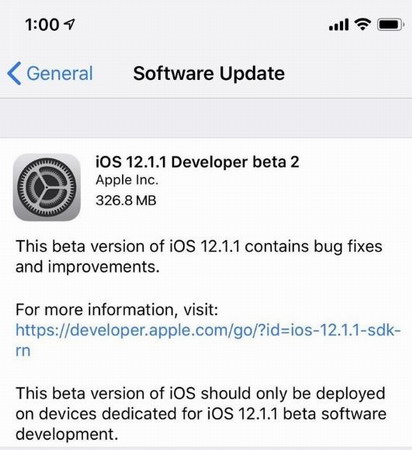 ios12.1.1 beta2 官方版